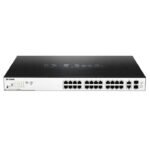 D-Link DGS-1100-26MP 24 Ports 10/100/1000Mbps PoE+ Smart Gigabit Switch with 2 combo 1000Base-T/ SFP ports, 370W PoE power budget
